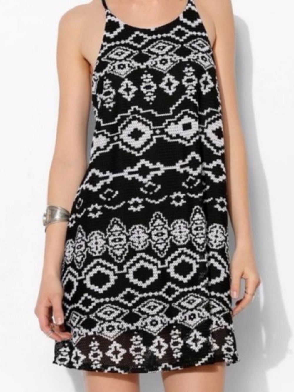 UO Staring at Stars Black and White Boho Dress